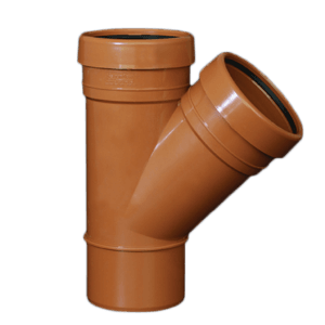 picture of a 110mm underground drainagedouble socket Y Junction 45 degree