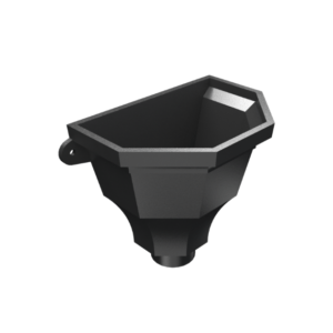 product image of cast iron downpipe fluted flat back hopper - black
