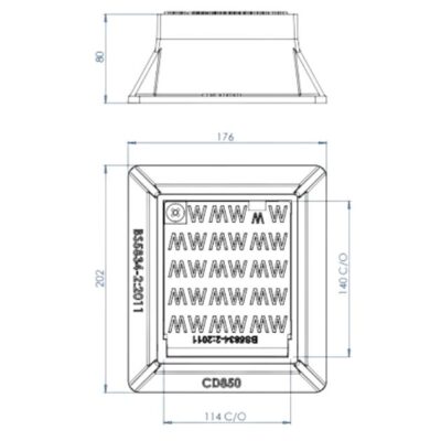 diagram showing the dimensions of clark drain surface box cd850